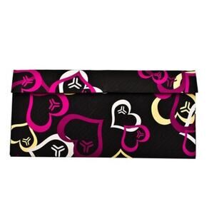 Amaranth Inevitable Wallet Clutch Heart Print Tyvek Water Resistant Black Pink